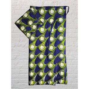 Vintage African Wax Wrap Maxi Skirt + Scarf OS Blue Fruit Boho